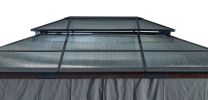 12' x 16' Hardtop Wood Gazebo for Patios, Outdoor Framed Gazebo with Polycarbonate Double Roof Canopy