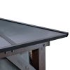 10' x 13' Hardtop Wood Gazebo for Patios, Outdoor Framed Gazebo with Polycarbonate Double Roof Canopy