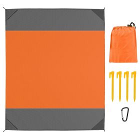 108x96.46in Sand Proof Picnic Blanket Water Resistant Foldable Camping Beach Mat w/ 4 Anchors 1 Carry Bag For 4-6 People (Option: CampingBlanket OrangeL)