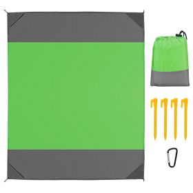 108x96.46in Sand Proof Picnic Blanket Water Resistant Foldable Camping Beach Mat w/ 4 Anchors 1 Carry Bag For 4-6 People (Option: CampingBlanket GreenL)